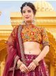Stunning Dark Pink Digital Printed Silk Wedding Wear Lehenga Choli