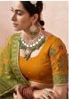 Attractive Olive Green Net Embroidered Party Wear Lehenga For Women