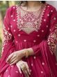 Magnificent Ruby Pink Embroidered Georgette Festive Wear Salwar Suit