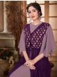 Purple Embroidered Georgette Party Wear Gown With Jacket 