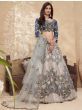Glamorous Teal Blue Thread Embroidery Silk Wedding Lehenga Choli