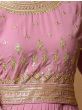 Stunning Rose Pink Zari Embroidery Georgette Festival Wear Salwar Kameez