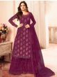 Drashti Dhami Burgundy Jacquard Silk Wedding Wear Palazzo Suit