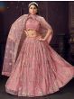 Dusty Pink Floral Sequins Net Wedding Wear Lehenga Choli