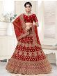 Pretty Red Thread Net Bridal Wear Lehenga Choli