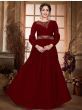 Maroon Embroidered Georgette Festival Wear Long Gown