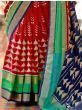 Stunning Red and Blue Patola Silk Printed Reception Saree with Blouse
