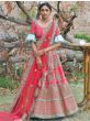 Pink Resham Embroidered Pashmina Silk Bridal Lehenga Choli