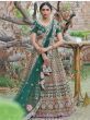 Green Floral Embroidered Pashmina Silk Bridal Lehenga Choli