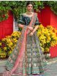 Dark Green Resham Zari Work Chennai Silk Wedding Lehenga Choli