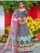 Navy Blue Resham Zari Work Adda Silk Wedding Lehenga Choli