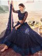 Excellent Blue Sequins Embroidered Net Party Wear Lehenga Choli