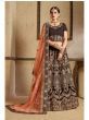 Deep Maroon Thread Embroidery Velvet Wedding Lehenga Choli With Dupatta (Default)