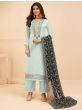 Fantastic Light Blue Sequins Thread Embroidery Party Wear Salwar Suit