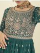 Wonderful Blue Sequins Embroidery Georgette Ready-Made Palazzo Suit