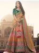 Yellow And Pink Heavy Embroided Silk Wedding Lehenga Choli With Belt