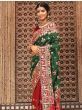 Captivating Red-Green Embroidered Silk Wedding Panetar Saree With Blouse

