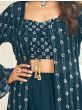 Gorgeous Navy Blue Sequins Embroidered Georgette Sharara Suit