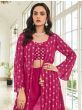 Prominent Dark Pink Embroidered Georgette Ready Made Sharara Suit