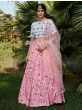 Pink Floral Crepe Party Wear Lehenga Choli With Dupatta