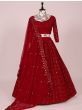 Phenomenal Red Sequined Embroidery Georgette Lehenga Choli