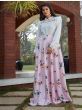 Pink Floral Crepe Indo Western Ready To Wear Skirt With Crop Top