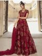 Maroon Embroidered Net Bridal Abaya Style Gown