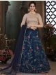 Navy Blue Thread Embroidered Art Silk Wedding Wear Lehenga Choli