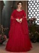 Red Thread Embroidered Net Wedding Wear Lehenga Choli