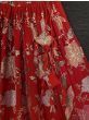 Stunning Red Sequins Georgette Ready To Wear Crop Top With Lehenga 