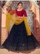 Navy Blue Thread Embroidered Georgette Party Wear Lehenga Choli