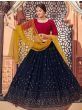 Navy Blue Thread Embroidered Georgette Party Wear Lehenga Choli