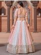 Pink-White Thread Embroidered Georgette Party Wear Lehenga Choli