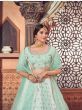 Pista Green Thread Embroidered Georgette Party Wear Lehenga Choli