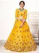 Yellow Floral Embroidered Net Wedding Wear Lehenga Choli