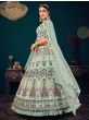 Pista Green Multi Thread Embroidered Georgette Wedding Wear Lehenga Choli
