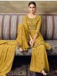 Lovely Yellow Thread Embroidered Georgette Party Wear Sharara Suit