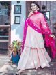 Beige Butter Silk Readymade Sharara Suit With Pink Dupatta