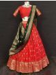 Red Banarasi Silk Traditional Wear Half Saree Lehenga