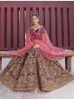 Maroon Heavy Floral Embroidered Velvet Bridal Lehenga Choli