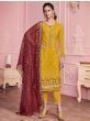 Mustard Yellow Hand Work Georgette Festive Wear Pant Salwar Suit