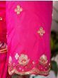 Charming Dark Pink Zari Weaving Jacquard Silk Half Saree Lehenga