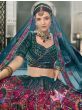 Magnificent Teal Blue Heavy Sequins Silk Wedding Lehenga Choli