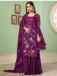 Enchanting Purple Thread Embroidery Georgette Palazzo Suit