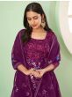 Enchanting Purple Thread Embroidery Georgette Palazzo Suit