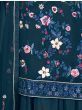 Opulent Blue Thread Embroidery Georgette Festive Wear Palazzo Suit