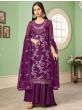 Attractive Dark Purple Sequins Embroidery Georgette Palazzo Suit
