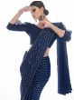 Attractive Navy Blue Sequins Embroidered Georgette Saree