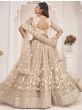 Awesome Beige Thread Embroidered Butterfly Net Lehenga Choli