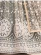 Stunning Grey Thread Embroidered Net Lehenga Choli With Dupatta